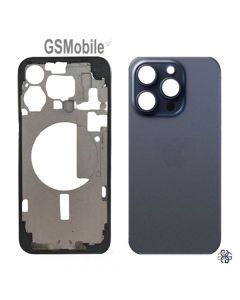 Carcaça intermedia com tampa traseira para iPhone 15 Pro Preto